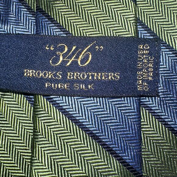 Brooks Brothers Tie Mens Blue, Green, Navy Striped Pure Silk Made in USA Necktie - Picture 6 of 6